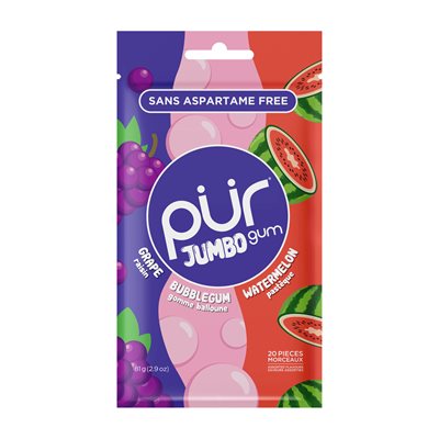 Pur Jumbo Gum-Grape,Bubblegum and Watermelon