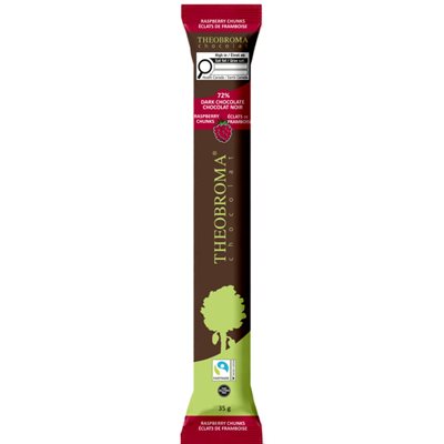 Theobroma Chocolat Noir Équitable 72 % – Éclats De Framboise 35g