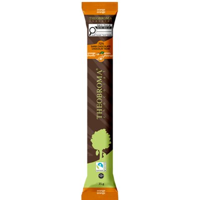 Theobroma Chocolat Noir Équitable 72 % – Éclats D’Orange 35g