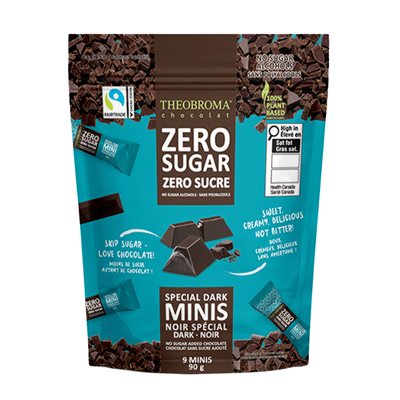 Theobroma Chocolat Noir Équitable Sans Sucre Ajouté – Noir Intense 90g