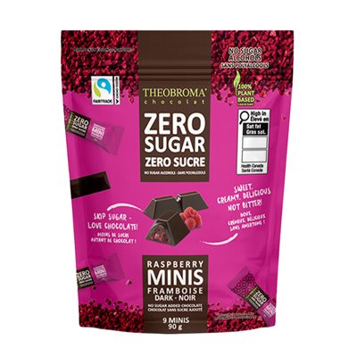 Theobroma Chocolat Noir Équitable Sans Sucre Ajouté – Framboise 90g