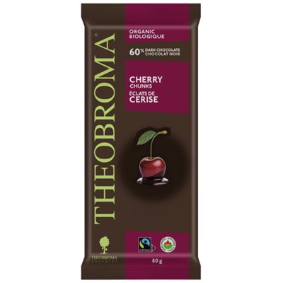 Theobroma Organic 60% Dark Chocolate Cherry Chunks 80g