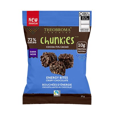 Theobroma Chocolat Noir Équitable 72 % Chunkies 37g