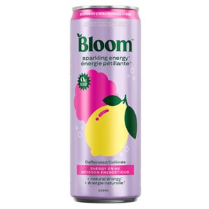 Bloom Boisson énergisante pétillante framboise-citron 355 ml