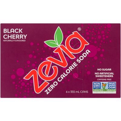 Zevia Soda Zéro Calorie Cerise Noire 6 Canettes x 355 ml