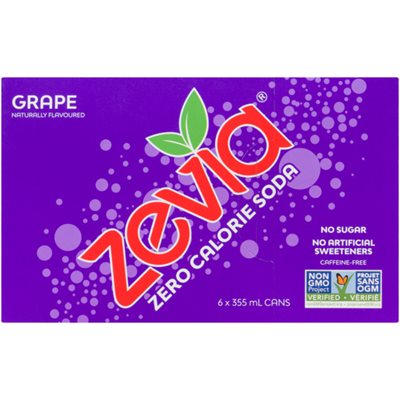 Zevia Zero Calorie Soda Grape 6 Cans x 355 ml 