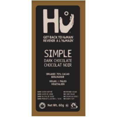 Hu Simple Chocolat Noir Biologique 70% 60G Hu Simple Chocolat Noir Biologique 70% 60G