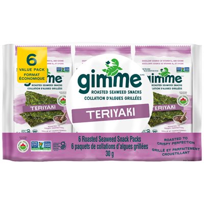 gimMe Biologique Algues Grillées de Premiére Qualité Teriyaki 6 Paquets x 5 g (30 g)