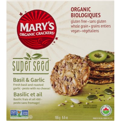 Mary's Organic Craquelins au Basilic + Ail 156 g