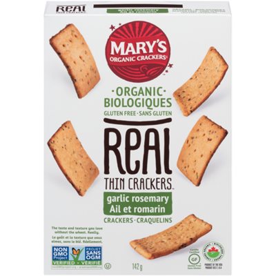 Mary's Organic Crackers Real Thin Crackers Garlic Rosemary Organic 142 g 142g