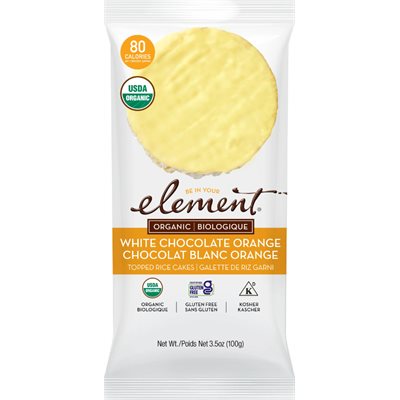 ELEMENT WHITE CHOCOLATE ORANGE TOPPED RICE CAKE 100g