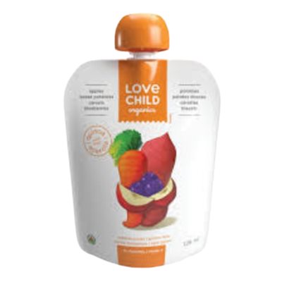 Love Child Organics Apples, Sweet Potatoes, Carrots, Blueberries Organic Puree 6 Months+ 128 ml 