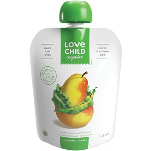 Love Child Organics Pears Kale Peas Organic Puree 6 Months + 128 ml 