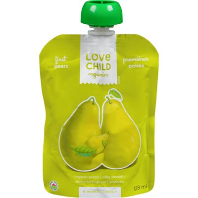 Love Child Organics Purée Biologique Premiéres Poires 6 Mois+ 128 ml