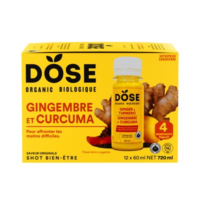 Dose Organic Ginger & Turmeric Immunity Shot 12x60ML