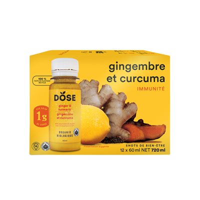 Dose Shot Immunité Gingembre Et Curcuma Bio 12X60Ml