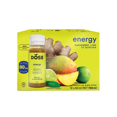 Dose Shot énergie Gingembre Lime Guayusa 12X60Ml Dose Shot énergie Gingembre Lime Guayusa 12X60Ml