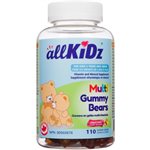 allKiDz Oursons en Gelée Multivitaminés Fruits Assortis Enfants de 6 Ans Plus 110 Oursons en Gelée