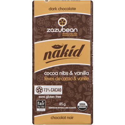 Zazubean Nakid Chocolat Noir Féves de Cacao & Vanille 85 g