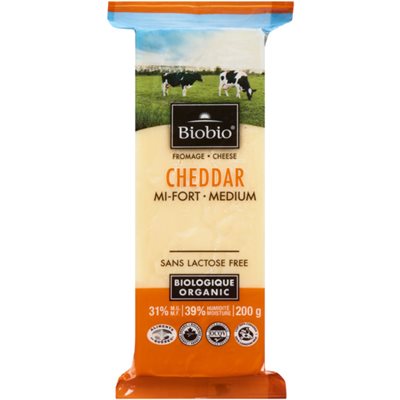 Biobio Fromage Cheddar Mi-Fort Biologique 31% M.G. 200 g
