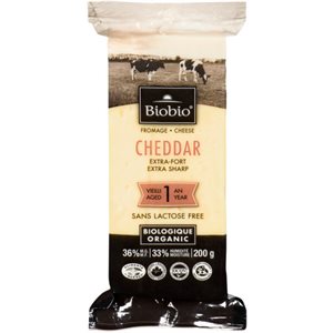 Biobio Cheese Cheddar Extra Sharp Organic 36% M.F. 200 g 200g