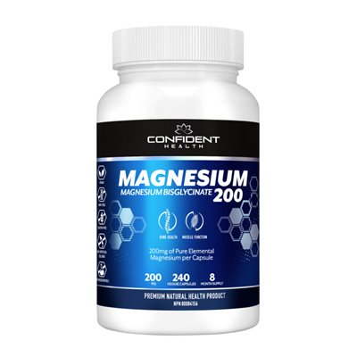 CONFIDENT HEALTH MAGNÉSIUM BISGLYCINATE-200MG 240 CAPS 