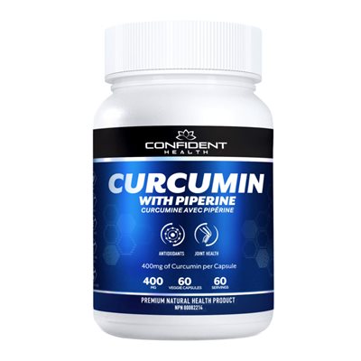 CONFIDENT HEALTH CURCUMIN 400 MG WITH PIPERINE 60 CAPS