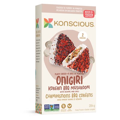 KONSCIOUS FOODS CHAMPIGNON BARBECUE CORÉEN ONIGIRI À BASE DE PLANTES 204G  