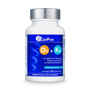 Canprev D3+K2 - Organic Coconut Oil 120 Caps