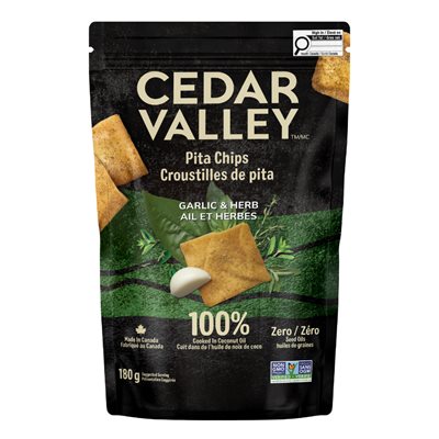Cedar Valley Selections Pita Chips Garlic and Herb 180 g