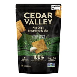 Cedar Valley Selections Pita Chips Garlic and Herb 180 g