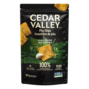 Cedar Valley Selections Pita Chips Garlic and Herb 180 g