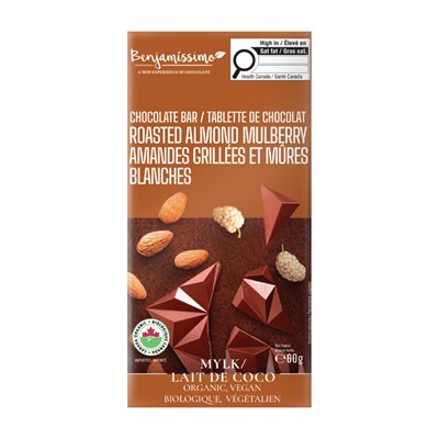 Benjamissimo Tablette De Chocolat Amandes Grillées Et Mûres Blanches Biologique 60G