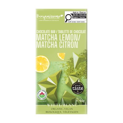 Benjamissimo Tablette De Chocolat Blanc Matcha Citron Biologique 60G