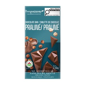 Benjamissimo Tablette De Chocolat Praliné Sans Sucre Ajouté Biologique 60G