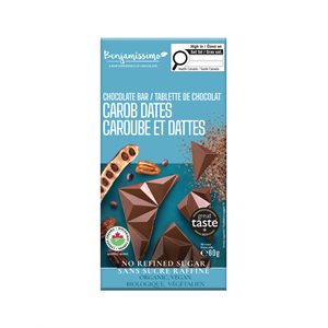 Benjamissimo Tablette de chocolat caroube dattes sans sucre raffiné 60g