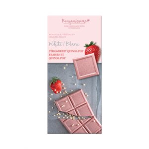 Organic Strawberry Quinoa Pop White Chocolate Bar 70g