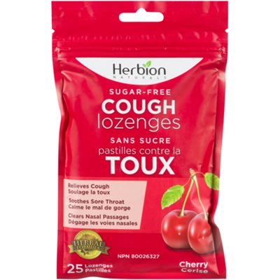 Herbion Naturals Cough Lozenges Sugar-Free Cherry 25 Lozenges 