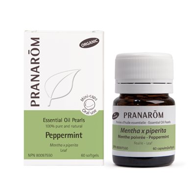 Pranarôm Peppermint Essential Oil Pearls Organic 60 softgels.