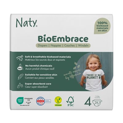 Naty Couches Bioembrace 4-7 à 18 kg, paquet de 26