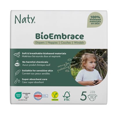 Naty Bioembrace Diapers 5- 11 to 25kg 22un