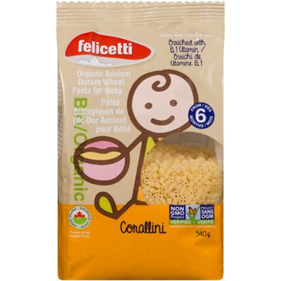 Felicetti Organic Ancient Durum Wheat Pasta for Baby Corallini from 6 Months 340 g 340g