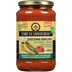 Terre di Sangiorgio Sauce pour Pâtes Tomates et Courgettes Grillées Biologique 540 ml