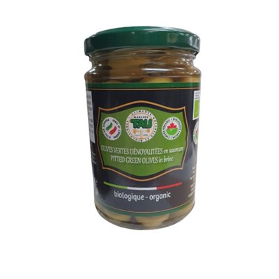 Tau Olives Vertes Dénoyautées biologique en saumure 280g