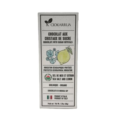 Ciokarrua - Organic Sea Salt And Lemon Chocolate Igp 50G