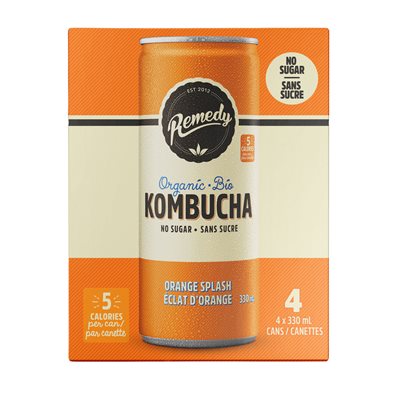 Remedy Kombucha éclat D'Orange (Canette) Bio 4X330Ml