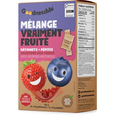 GoodnessMe Mélange fruité (bâtonnets + pépites) 120g