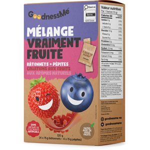 GoodnessMe Mélange fruité (bâtonnets + pépites) 120g